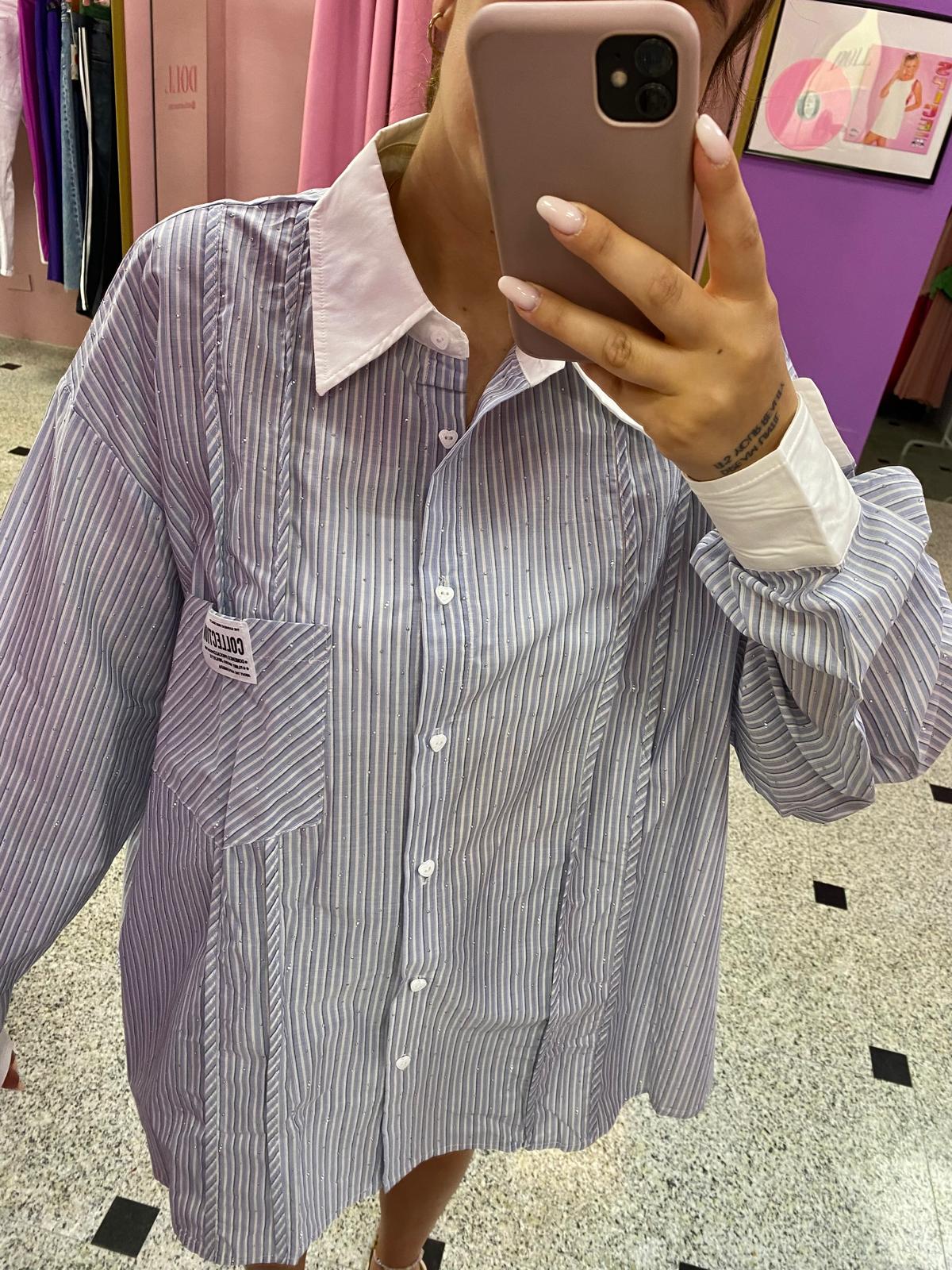 camicia righe e strass