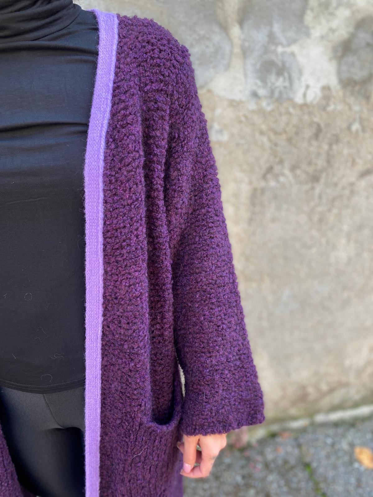 cardigan profilo a contrasto viola